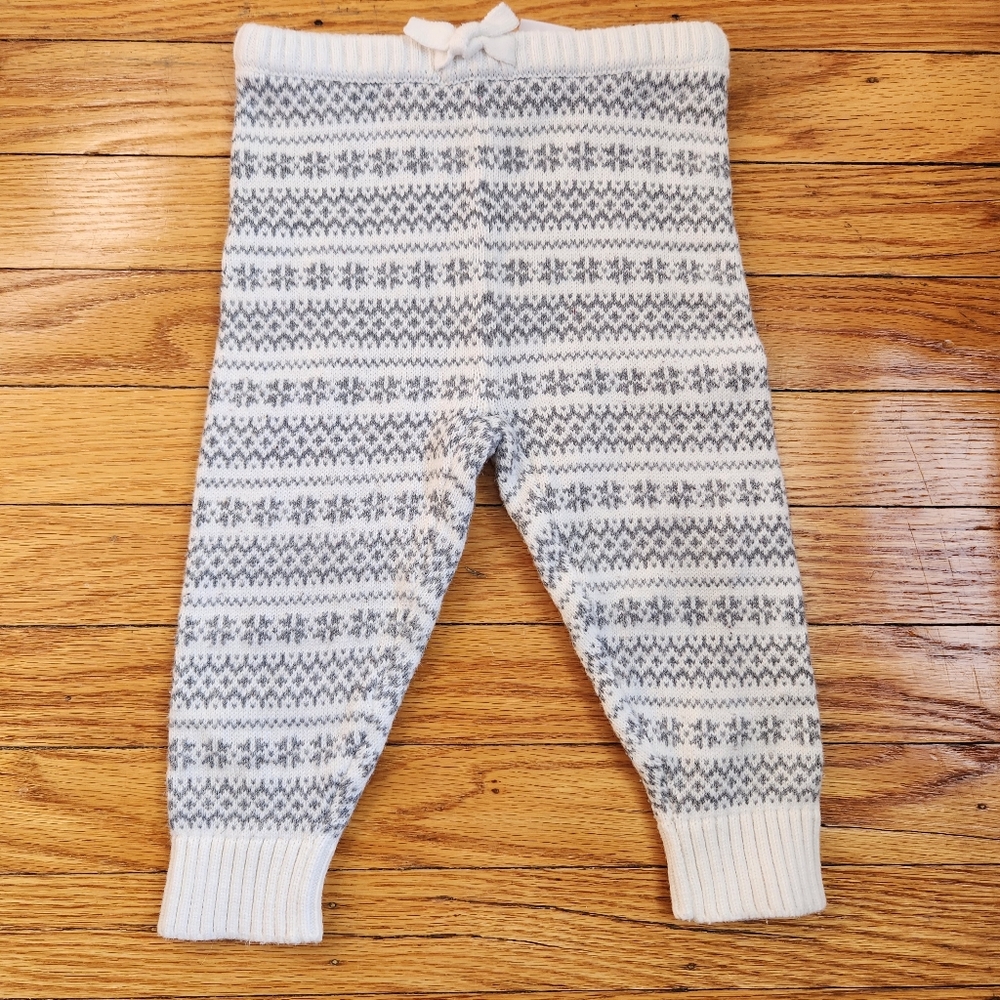 Janie and Jack white & gray fair isle sweater pants 12-18 months baby girl